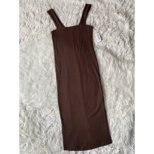 Old Navy Ribbed Midi Dress in Brown, Size Petite XS